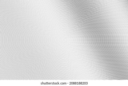 Black and white dotted halftone vector background. Black and white vector halftone. Industrial half tone texture. Subtle dotted gradient. Retro effect overlay. Grunge dot pattern on transparent foil. 