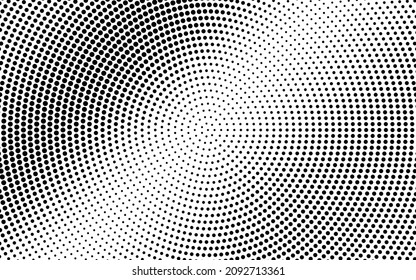 Black and white dotted halftone vector background. Black and white vector halftone. Industrial half tone texture. Subtle dotted gradient. Retro effect overlay. Grunge dot pattern on transparent foil. 