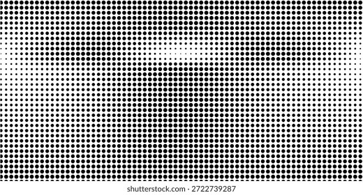 Fondo de Vector de semitono punteado blanco y negro. Patrón de semitono con punto negro sobre superposición transparente. Ilustración vectorial punteada monocromática. Medio tono blanco y negro. Textura punteada de arte Pop