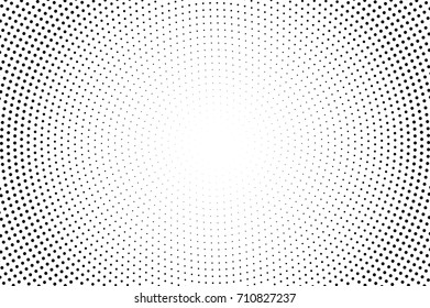 Black and white dotted halftone vector background. Halftone pattern with black dot on transparent overlay. Monochrome dotted vector illustration. Black and white halftone. Pop art dotted texture