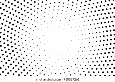 Black And White Dotted Halftone Vector Background. Halftone Pattern With Black Dot On Transparent Overlay. Monochrome Dotted Vector Illustration. Black And White Halftone. Pop Art Dotted Texture