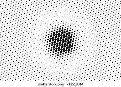 Black and white dotted halftone vector background. Halftone pattern with black dot on transparent overlay. Monochrome dotted vector illustration. Black and white halftone. Pop art dotted texture