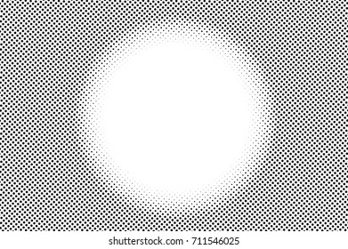 Black and white dotted halftone vector background. Halftone pattern with black dot on transparent overlay. Monochrome dotted vector illustration. Black and white halftone. Pop art dotted texture