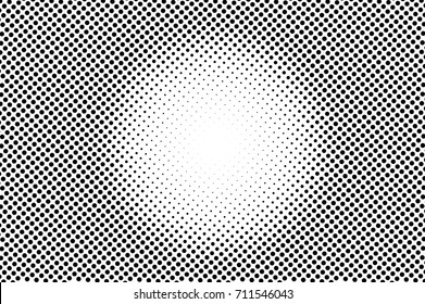 Black and white dotted halftone vector background. Halftone pattern with black dot on transparent overlay. Monochrome dotted vector illustration. Black and white halftone. Pop art dotted texture