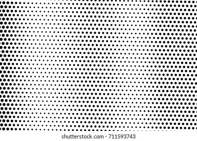 Black and white dotted halftone vector background. Halftone pattern with black dot on transparent overlay. Monochrome dotted vector illustration. Black and white halftone. Pop art dotted texture