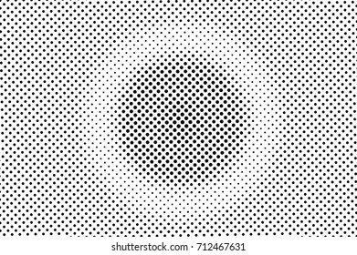 Black and white dotted halftone vector background. Halftone pattern with black dot on transparent overlay. Monochrome dotted vector illustration. Black and white halftone. Pop art dotted texture