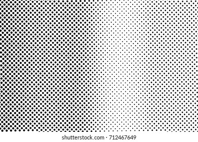Black and white dotted halftone vector background. Halftone pattern with black dot on transparent overlay. Monochrome dotted vector illustration. Black and white halftone. Pop art dotted texture