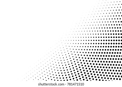 Black and white dotted halftone vector background. Faded radial dotted overlay. Abstract monochrome background. Black ink dotwork on transparent backdrop. Perforated template. Pop art retro design