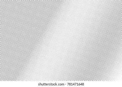 Black and white dotted halftone vector background. Subtle diagonal dotted gradient. Abstract monochrome background. Black ink dotwork on transparent backdrop. Perforated template. Pop art retro design