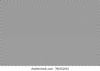 Black and white dotted halftone vector background. Subtle regular dotted overlay. Abstract monochrome background. Black ink dotwork on transparent backdrop. Perforated template. Pop art retro design