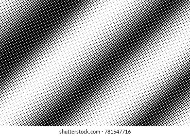 Black and white dotted halftone vector background. Striped dotted gradient. Abstract monochrome background. Black ink dotwork on transparent backdrop. Perforated template. Pop art retro design