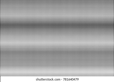 Black and white dotted halftone. Halftone vector background. Horizontal light dotted gradient. Abstract monochrome template. Black ink dot on transparent backdrop. Pop art dotwork. Retro design effect