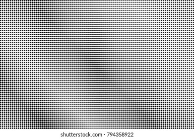 Black white dotted halftone vector background. Smooth dotted gradient. Monochrome halftone pop art design. Abstract halftone texture. Black ink micro dot vintage overlay. Retro halftone template