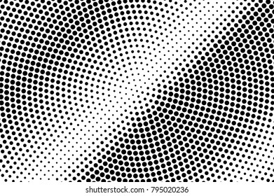Black white dotted halftone vector background. Contrast rough dotted gradient. Monochrome halftone pop art design. Abstract halftone texture. Black ink dot vintage overlay. Retro halftone template
