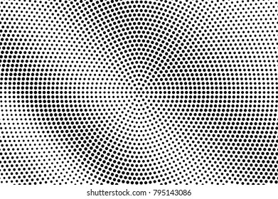 Black white dotted halftone vector background. Smooth detailed dotted gradient. Monochrome halftone pop art design. Abstract halftone texture. Black ink dot vintage overlay. Retro halftone template