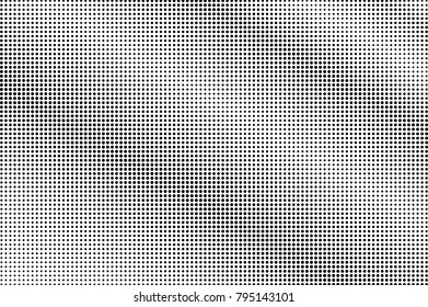 Black white dotted halftone vector background. Subtle metallic dotted gradient. Monochrome halftone pop art design. Abstract halftone texture. Black ink dot vintage overlay. Retro halftone template