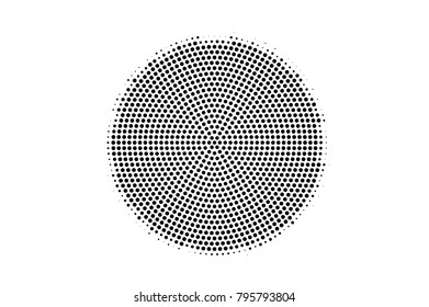 Black white dotted halftone vector background. Circle dotted gradient. Monochrome halftone pop art design. Abstract grayscale halftone texture. Black ink dot vintage overlay. Retro halftone template