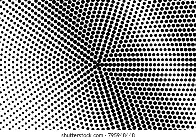 Black white dotted halftone vector background. Textured dotted gradient. Monochrome halftone pop art design. Abstract grayscale halftone texture. Black ink dot vintage overlay. Retro halftone template