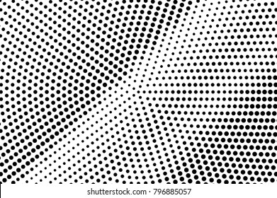 Black white dotted halftone vector background. Perforated rough dotted gradient. Minimalistic halftone pop art design. Abstract halftone texture. Black ink dot vintage overlay. Retro halftone template