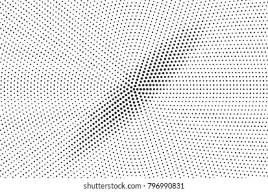 Black white dotted halftone vector background. Faded oval dotted gradient. Minimalistic halftone pop art design. Abstract halftone texture. Black ink dot vintage overlay. Retro halftone template