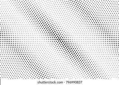 Black white dotted halftone vector background. Faded oval dotted gradient. Minimalistic halftone pop art design. Abstract halftone texture. Black ink dot vintage overlay. Retro halftone template
