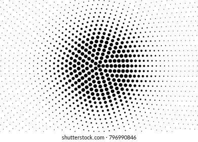 Black white dotted halftone vector background. Gungy centered dotted gradient. Mininalistic halftone pop art design. Abstract halftone texture. Black ink dot vintage overlay. Retro halftone template