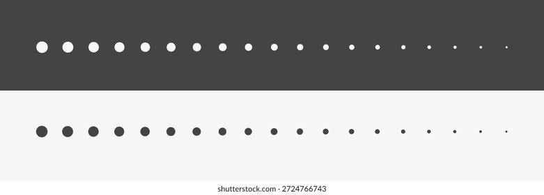 Black and white dotted lines. Different sizes of dots pattern background. Vector 