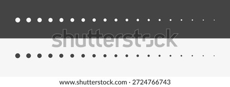 Black and white dotted lines. Different sizes of dots pattern background. Vector 