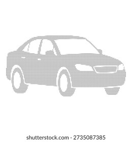 Black and white dotted outline of a compact hatchback car side view