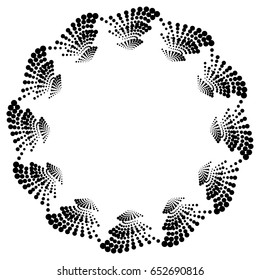 Black and white dotted round frame. Halftone background. Vector clip art.