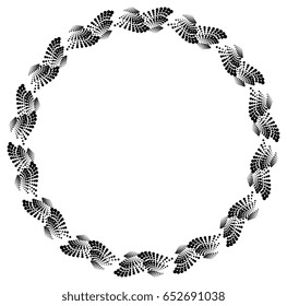 Black and white dotted round frame. Halftone background. Vector clip art.