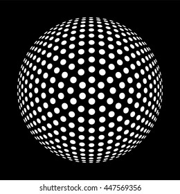 black and white dotted sphere background