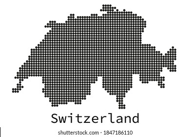 Black and white dotted Switzerland map vector