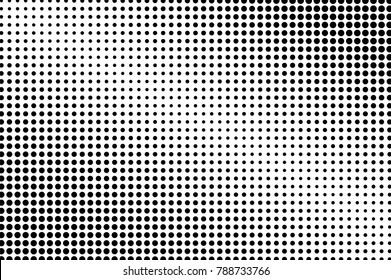 Black white dotted texture. Abstract halftone vector background. Monochrome halftone pop art design. Grungy regular dotted gradient. Black ink dot vintage overlay. Minimal retro halftone template