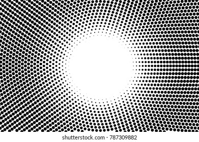 Black and white dotted texture. Contrast halftone vector background. Round dotted gradient. Abstract monochrome halftone for pop art design. Black ink dot vintage overlay. Retro halftone template