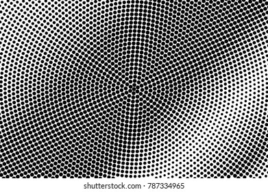 Black white dotted texture. Dark halftone vector background. Diagonal dotted gradient. Abstract monochrome halftone. Pop art design overlay.  Black dotwork vintage texture. Retro halftone template
