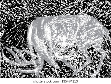 black and white dotted texture with white deer silhouette