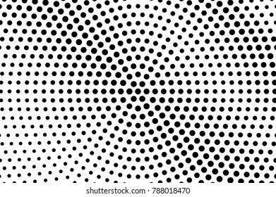 Black and white dotted texture. Frequent halftone vector background. Grungy dotted gradient. Abstract monochrome halftone. Pop art design overlay. Black dot vintage texture. Retro halftone template