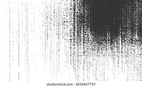 Textura punteada en blanco y negro con un efecto degradado que crea un patrón moteado. La Imagen presenta una densa concentración de puntos en transición a una distribución dispersa.