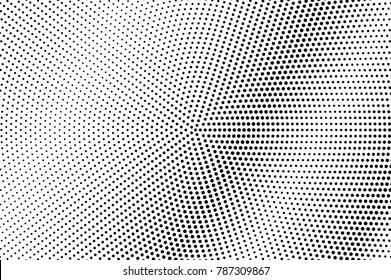 Black and white dotted texture. Micro halftone vector background. Diagonal dotted gradient. Abstract monochrome halftone for pop art design. Black ink dot vintage overlay. Retro halftone template