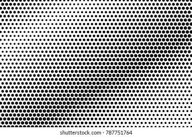 Black white dotted texture. Monochrome halftone vector background.Frequent dotted gradient. Abstract halftone for pop art design. Black ink dot vintage overlay. Minimal retro halftone template