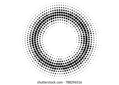 Black white dotted texture. Monochrome halftone vector background. Dotted circle gradient. Abstract halftone for pop art design. Black ink dot vintage overlay. Minimal retro halftone template