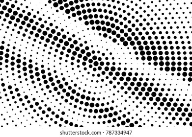 Black and white dotted texture. Rough halftone vector background. Striped dotted gradient. Abstract monochrome halftone. Pop art design overlay. Black dot vintage texture. Retro halftone template
