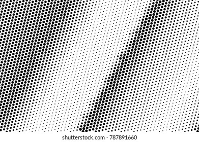 Black and white dotted texture. Rough halftone vector background. Striped dotted gradient. Abstract monochrome halftone. Pop art design overlay. Black dot vintage texture. Retro halftone template