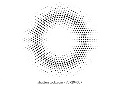 Black and white dotted texture. Round halftone vector background. Sparse dotted gradient. Abstract monochrome halftone for pop art design. Black ink dot vintage overlay. Retro halftone template