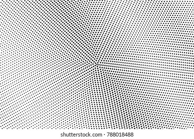 Black and white dotted texture. Smooth halftone vector background. Centered dotted gradient. Abstract monochrome halftone. Pop art design overlay.  Macro dot vintage texture. Retro halftone template