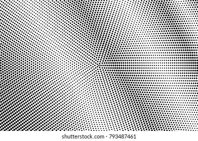 Black white dotted texture. Smooth diagonal dotted gradient. Monochrome halftone pop art design. Abstract halftone vector background. Black ink dot vintage overlay. Minimal retro halftone template