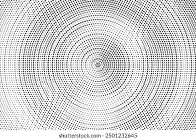 Black and white dotted vector background. Comic style halftone centered banner. Retro halftone overlay. Small black dots on transparent background. Vintage halftone texture. Round dotted ornament