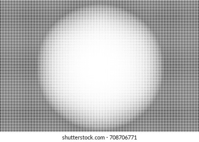 Black and white dotted vector background. Retro style halftone banner with text place. Monochrome halftone overlay. Black dot on transparent background. Vintage halftone texture. Round dotted ornament