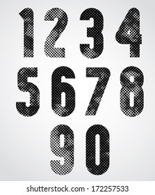 Black and white dotty graphic decorative numbers. 